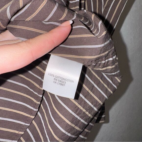Men' Banana Republic Brown Striped Button Down Shirt - Picture 6 of 7